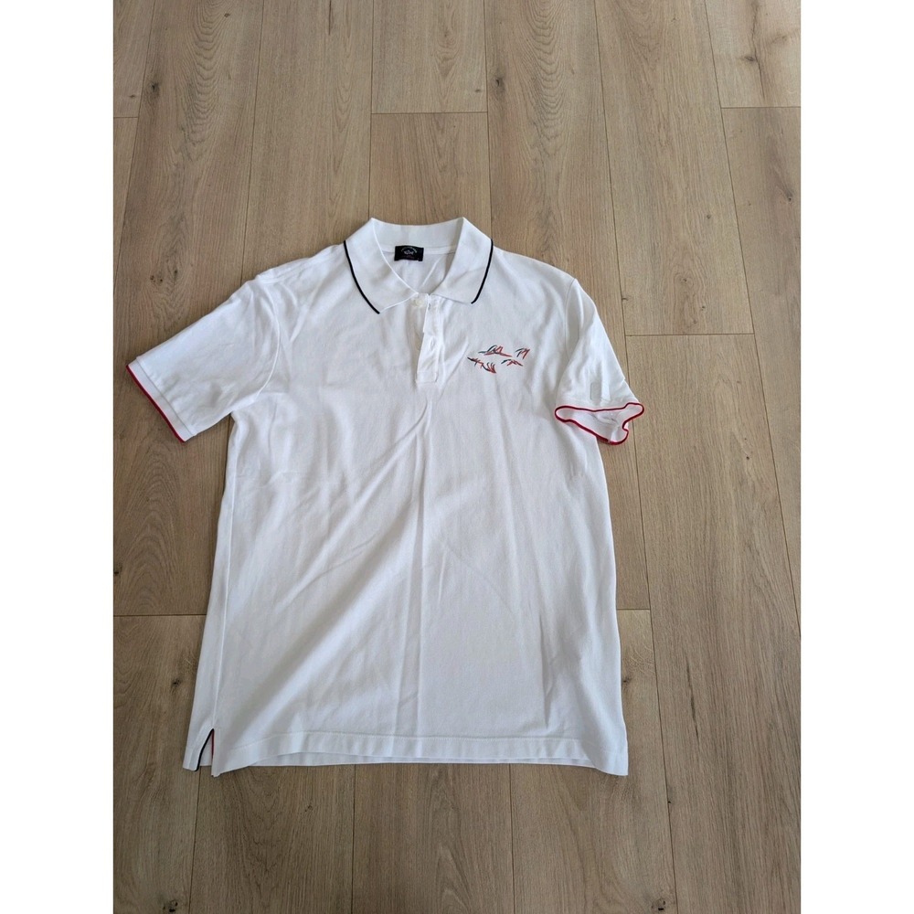 Men's Paul & Shark Polo Shirt White Cotton Short Sleeve Size XL Classic